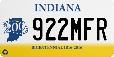 IN license plate 922MFR