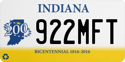 IN license plate 922MFT