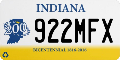 IN license plate 922MFX