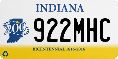 IN license plate 922MHC