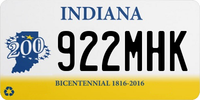 IN license plate 922MHK