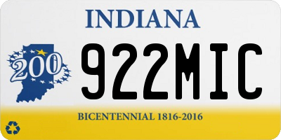 IN license plate 922MIC
