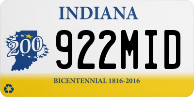 IN license plate 922MID