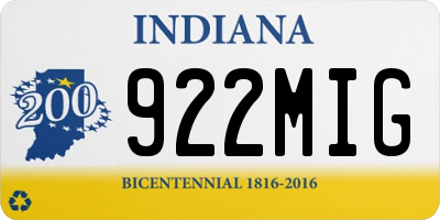 IN license plate 922MIG