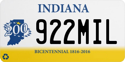 IN license plate 922MIL