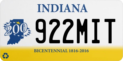 IN license plate 922MIT