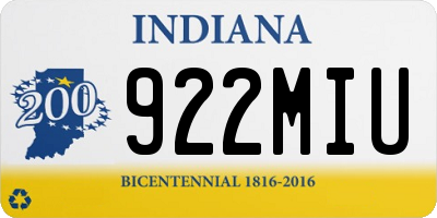 IN license plate 922MIU