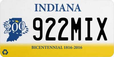 IN license plate 922MIX