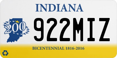 IN license plate 922MIZ