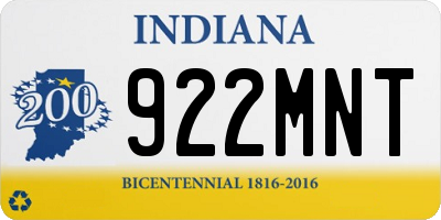 IN license plate 922MNT