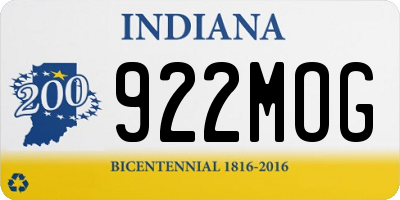 IN license plate 922MOG