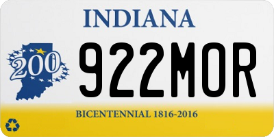 IN license plate 922MOR