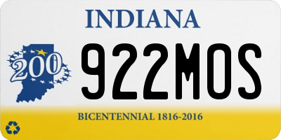 IN license plate 922MOS