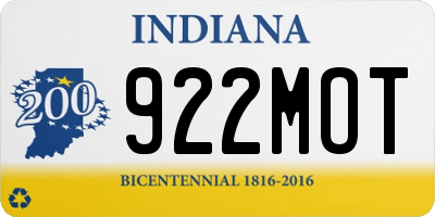 IN license plate 922MOT