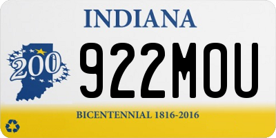 IN license plate 922MOU