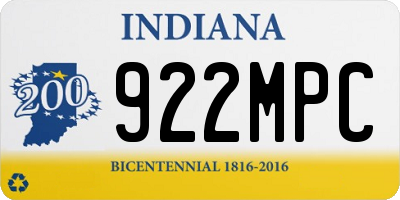 IN license plate 922MPC