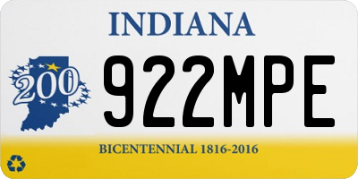IN license plate 922MPE