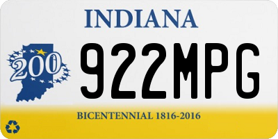 IN license plate 922MPG