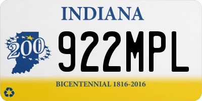 IN license plate 922MPL