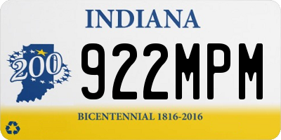 IN license plate 922MPM