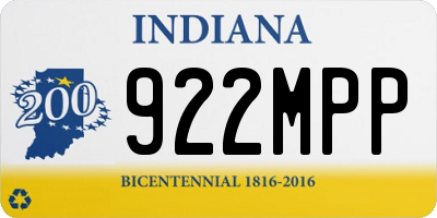 IN license plate 922MPP