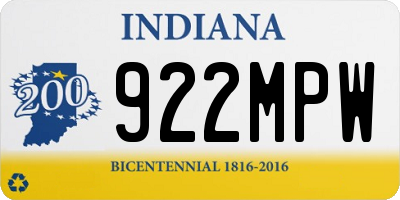 IN license plate 922MPW