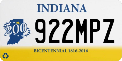 IN license plate 922MPZ
