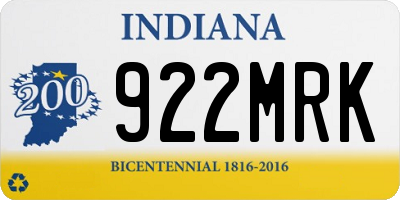 IN license plate 922MRK