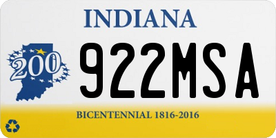 IN license plate 922MSA
