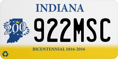 IN license plate 922MSC