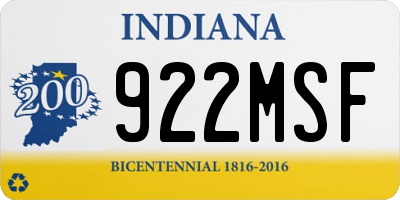 IN license plate 922MSF