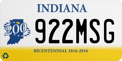 IN license plate 922MSG