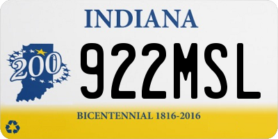 IN license plate 922MSL
