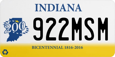 IN license plate 922MSM