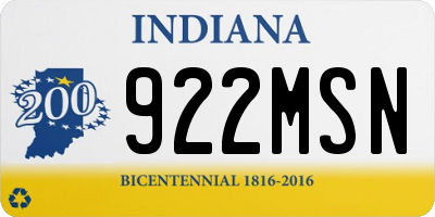 IN license plate 922MSN