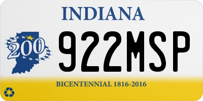 IN license plate 922MSP
