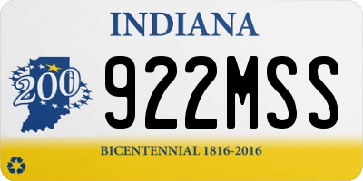 IN license plate 922MSS