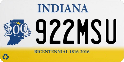 IN license plate 922MSU
