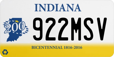 IN license plate 922MSV