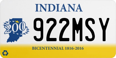 IN license plate 922MSY