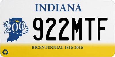 IN license plate 922MTF
