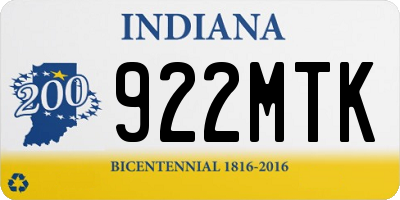 IN license plate 922MTK
