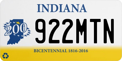 IN license plate 922MTN
