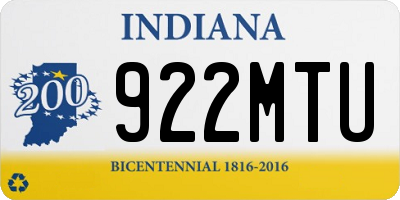 IN license plate 922MTU