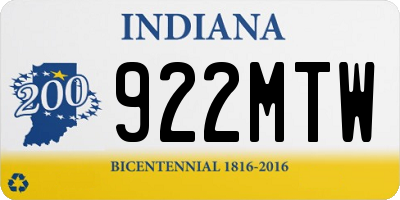IN license plate 922MTW