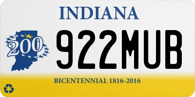 IN license plate 922MUB