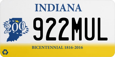IN license plate 922MUL