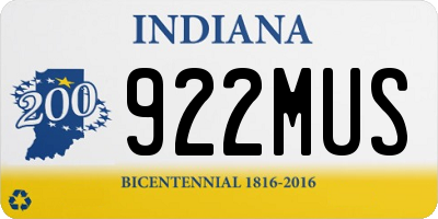 IN license plate 922MUS
