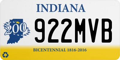 IN license plate 922MVB