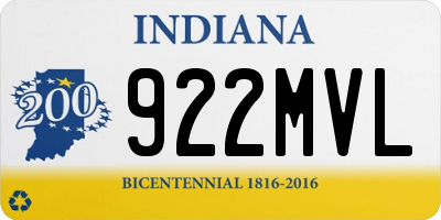 IN license plate 922MVL